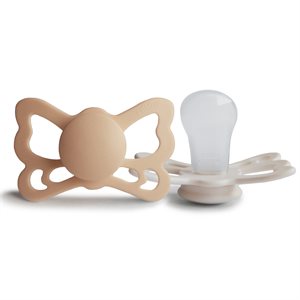 FRIGG Butterfly - Anatomical Silicone 2-pack Pacifiers - Silky Satin/Cream - Size 2